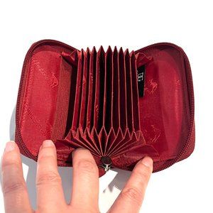 WALLETBE Red Multi Card Case Wallet with Strap